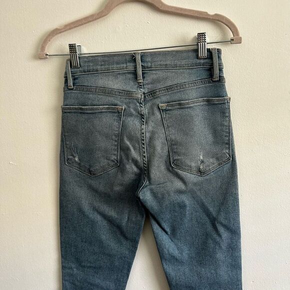 Frame Denim Le High Skinny Crop Slit Rivet Jeans Ocean Ridge Light Wash Size 26 - Picture 7 of 12